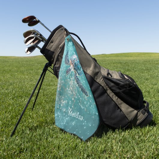 Shimmering Turquoise Sea Turtle | Coastal Golfhanddoek (Groen)