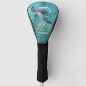 Shimmering Turquoise Sea Turtle | Coastal Golfheadcover (Voorkant)