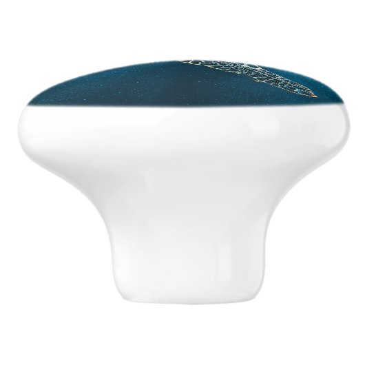 Shimmering Turquoise Sea Turtle | Coastal Keramische Knop (Zijkant)