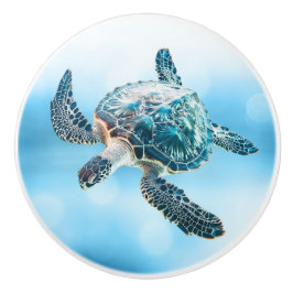 Shimmering Turquoise Sea Turtle | Coastal Keramische Knop