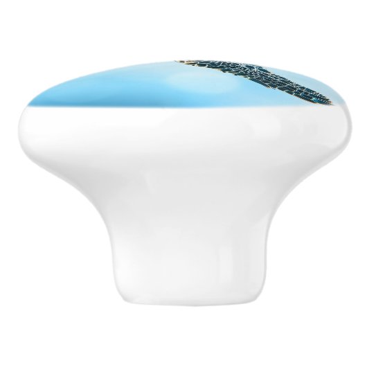 Shimmering Turquoise Sea Turtle | Coastal Keramische Knop (Zijkant)