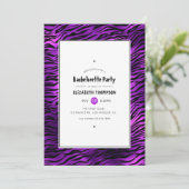 Shimmering Violet Tiger Stripes Bachelorette Party Kaart (Staand voorkant)
