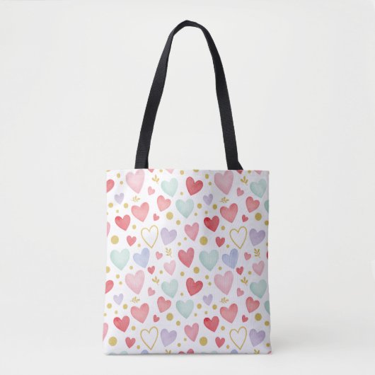 Shimmering Watercolor Sweethearts Tote Bag (Voorkant)