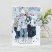 Shimmering Winter Blue Believe Handgeschreven Scri Feestdagenkaart (Staand voorkant)
