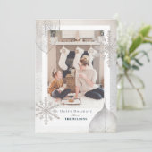 Shimmering Winter Kerstfeestdag fotokaart Kaart (Staand voorkant)