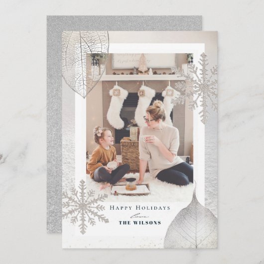 Shimmering Winter Kerstfeestdag fotokaart Kaart (Voorkant / Achterkant)