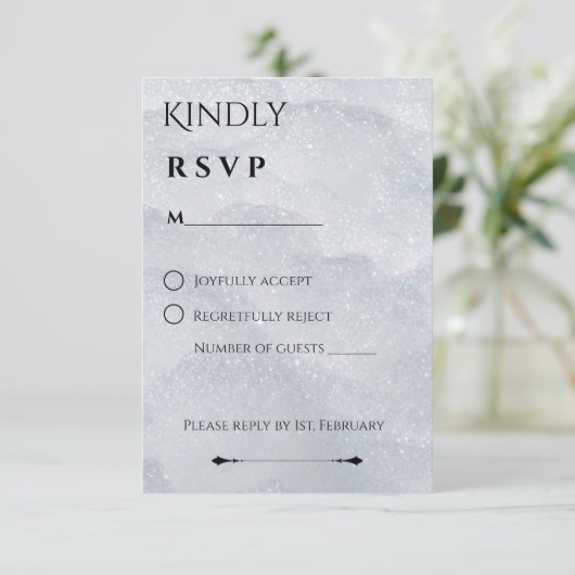Shimmering Winter RSVP Card (Staand voorkant)