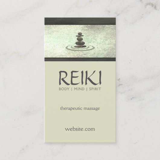 Shimmering Zen Stones Reiki Massagetherapeut Visitekaartje (Voorkant)
