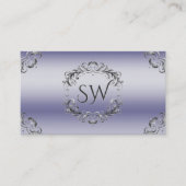 Shimmery Blauw Zilver Decor Monogram Foto QR Code Visitekaartje (Voorkant)