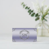 Shimmery Blauw Zilver Decor Monogram Foto QR Code Visitekaartje (Staand voorkant)