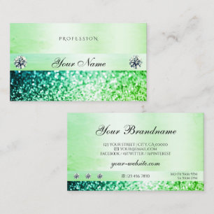 Shimmery Blauwgroen Green Glitter Diamonds Profess Visitekaartje