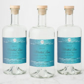Shimmery Blauwgroen Logo Initialen Glitter Product Likeurfles Etiket (Flessen)