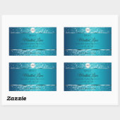 Shimmery Blauwgroen Logo Initialen Glitter Product Rechthoekige Sticker (Vel)