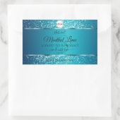 Shimmery Blauwgroen Logo Initialen Glitter Product Rechthoekige Sticker (Tas)