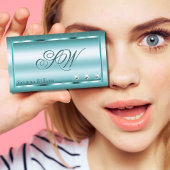 Shimmery Blauwgroen met diamanten en Monogram Eleg Visitekaartje