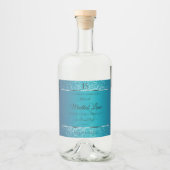 Shimmery Blauwgroen met Glitter Initialen Productl Likeurfles Etiket (Voorkant)