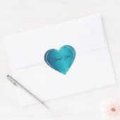 Shimmery Blauwgroen met Glitter Initialen Schattig Hart Sticker (Envelop)