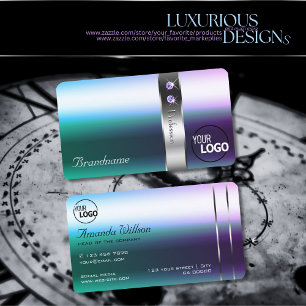 Shimmery Blauwgroen Paarse Ombre Silver Decor en L Visitekaartje