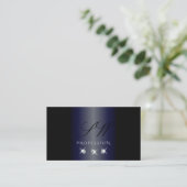 Shimmery Blue Black Sparking Diamonds Initialen Visitekaartje (Staand voorkant)