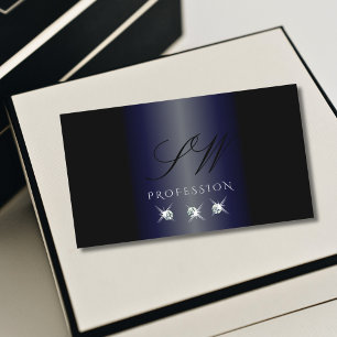 Shimmery Blue Black Sparking Diamonds Initialen Visitekaartje