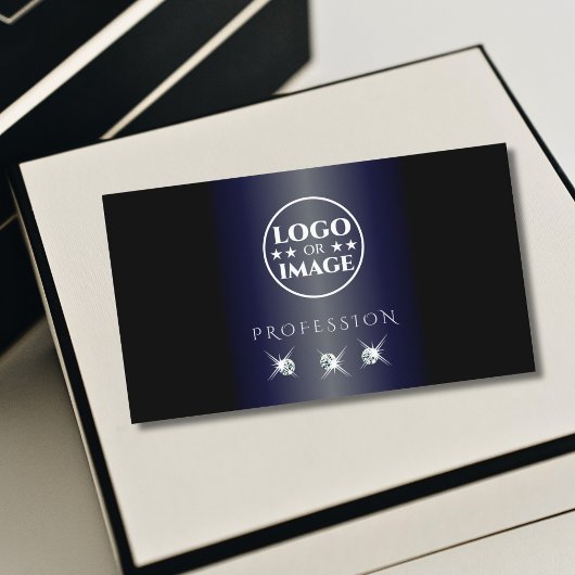 Shimmery Blue Black Sparking Diamonds met Logo Visitekaartje