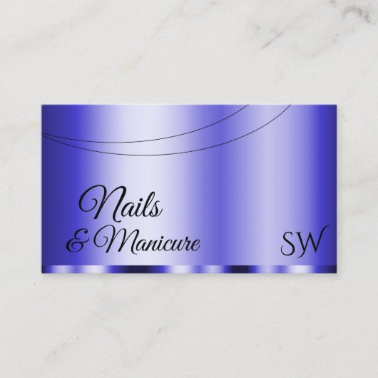 Shimmery Blue Glamoureus met Initialen Modern Visitekaartje (Voorkant)