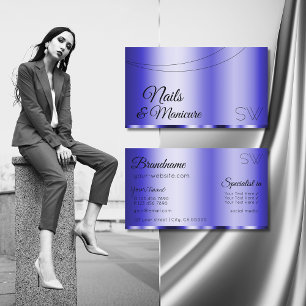 Shimmery Blue Glamoureus met Monogram Modern Visitekaartje