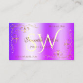 Shimmery Blue Paars Gold  Corners Initialen Visitekaartje (Voorkant)