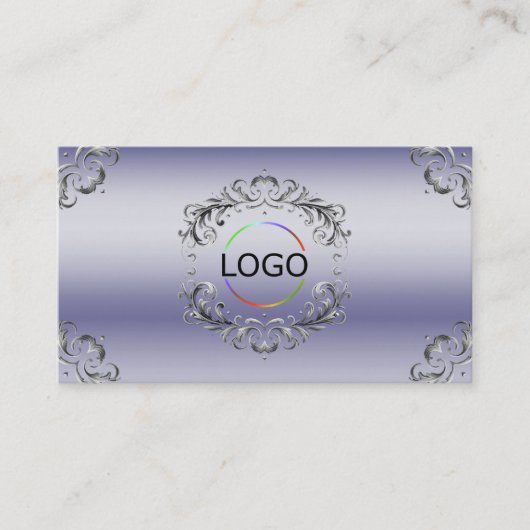 Shimmery Blue Silver Decor met Logo weelderige bus Visitekaartje (Voorkant)
