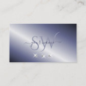 Shimmery Blue Silver Sparking Diamonds Initialen Visitekaartje (Voorkant)