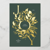 "Shimmery Botanical Joy" Goud Folie Kerstkaart Folie Feestdagenkaart (Voorkant)