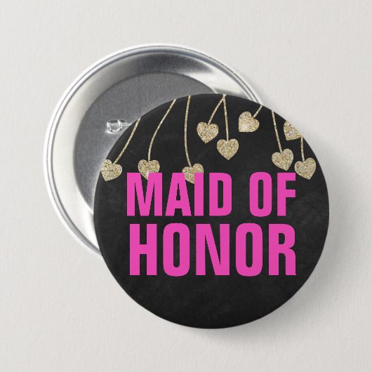 Shimmery Chic Maid of Honor Button Pin (Voorkant /achterkant)