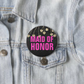 Shimmery Chic Maid of Honor Button Pin (In situ)