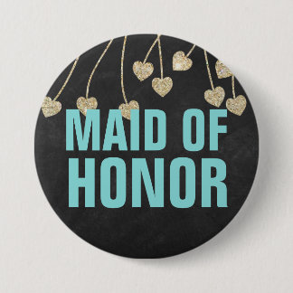 Shimmery Chic Maid of Honor Button Pin (blauw)
