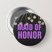 Shimmery Chic Maid of Honor Button Pin (paarse) (Voorkant /achterkant)
