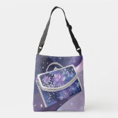 Shimmery Cosmic Paarse AI-kunst Crossbody Tas (Achterkant)