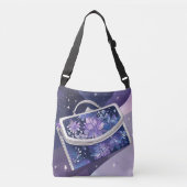 Shimmery Cosmic Paarse AI-kunst Crossbody Tas (Voorkant)