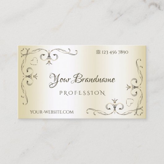 Shimmery Cream Corner Borders Ornamental Visitekaartje (Voorkant)