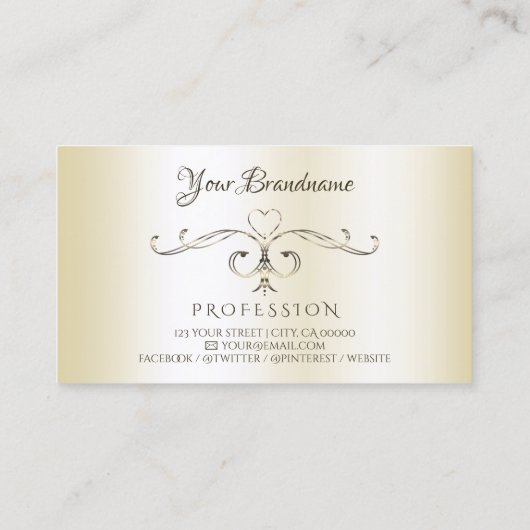 Shimmery Cream Corners Initialen voor sierdoelein Visitekaartje (Achterkant)