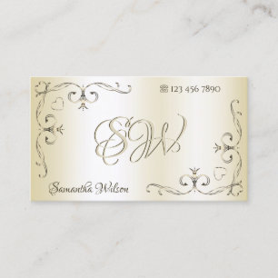 Shimmery Cream  Corners Initialen voor sierdoelein Visitekaartje