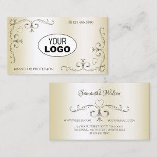 Shimmery Cream hoeken met Logo Ornamental Visitekaartje