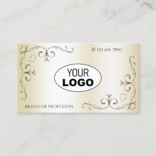 Shimmery Cream  hoeken met Logo Ornamental Visitekaartje