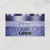 Shimmery Dark Blue Sparking Glitter Logo Elegant Visitekaartje (Voorkant)