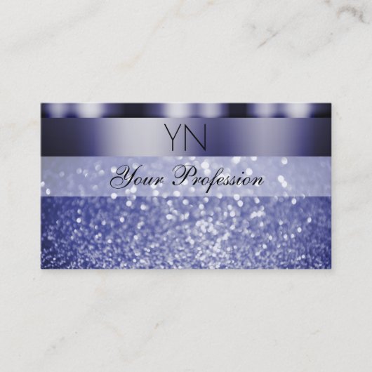 Shimmery Dark Blue Sparking Glitter met Monogram Visitekaartje (Voorkant)