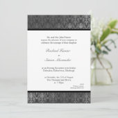 Shimmery Effect Damask Wedding Invitation - Grey Kaart (Staand voorkant)