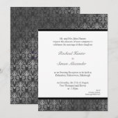 Shimmery Effect Damask Wedding Invitation - Grey Kaart (Voorkant / Achterkant)