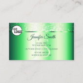 Shimmery Emerald Green Glitter Vonk Monogram Logo Visitekaartje (Achterkant)