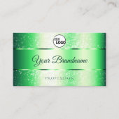 Shimmery Emerald Green Glitter Vonk Monogram Logo Visitekaartje (Voorkant)
