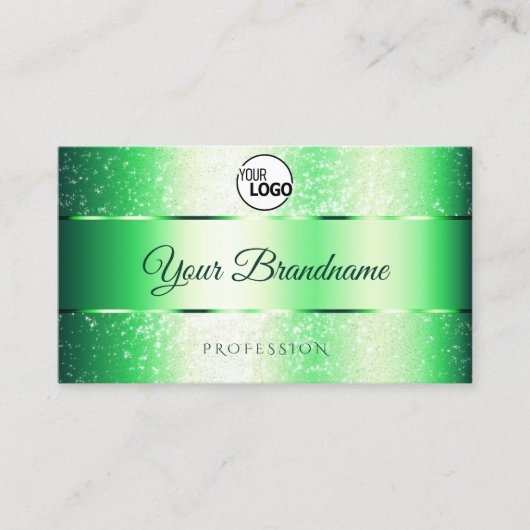 Shimmery Emerald Green Glitter Vonk Monogram Logo Visitekaartje (Voorkant)
