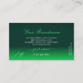 Shimmery Emerald Green Sparking Diamonds Monogram Visitekaartje (Achterkant)
